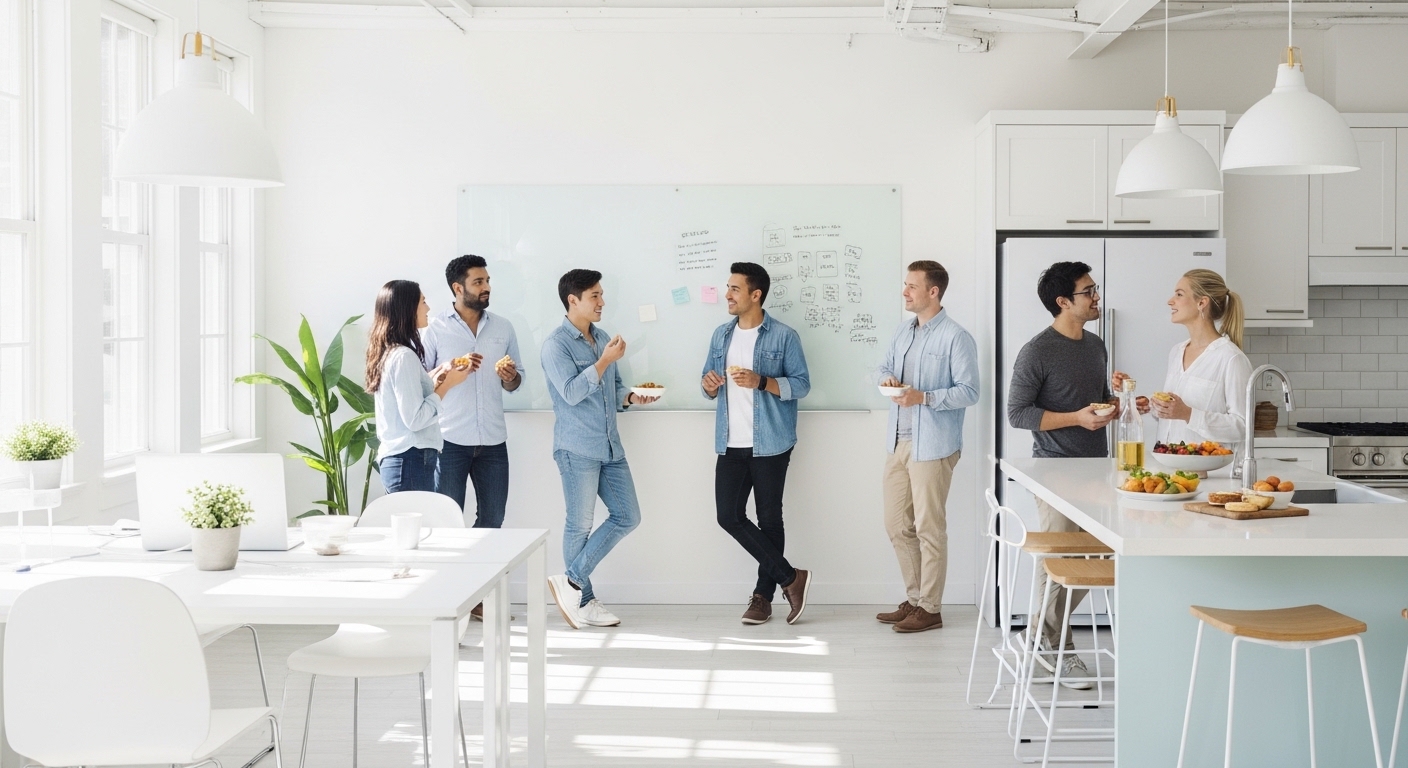Business owners collaborating and saving time